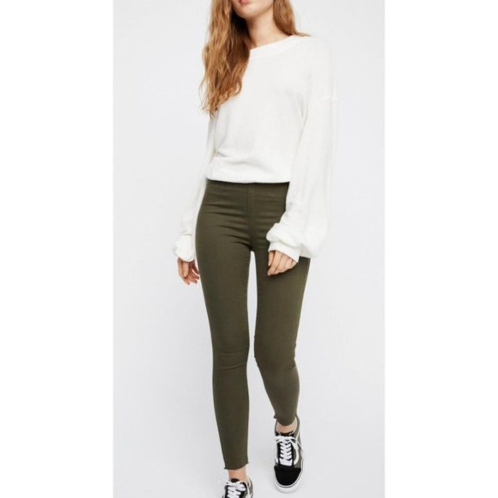 Free People Easy Goes It Denim Legging Raw Hem Size 27